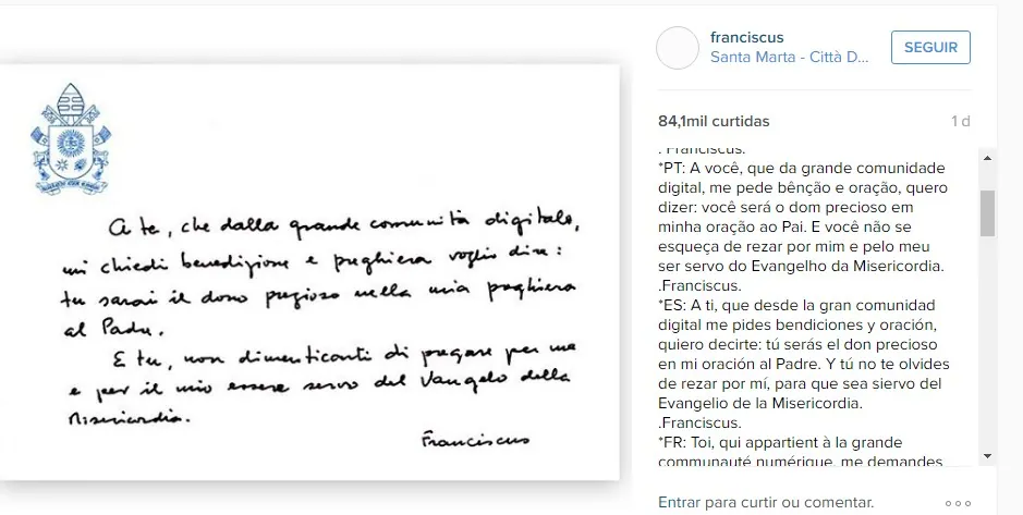 Papa Francisco Instagram